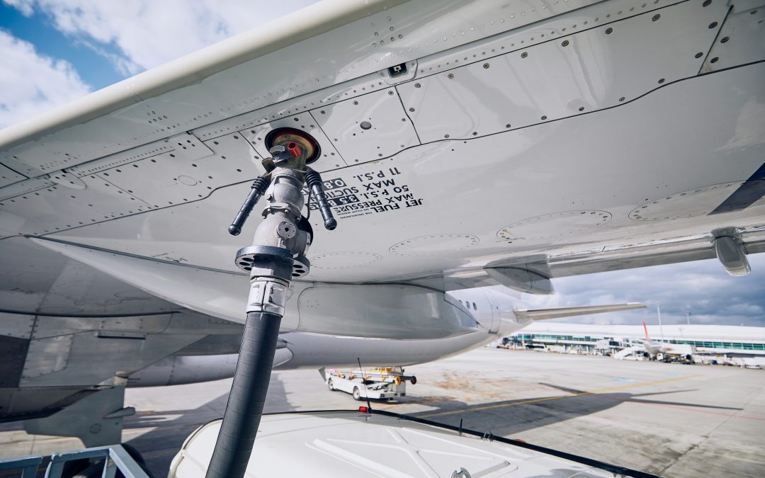 An airplane being refueled